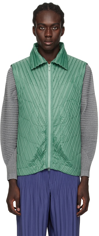 Photo: HOMME PLISSÉ ISSEY MIYAKE Green Padded Pleats Vest