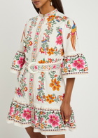 Farm Rio Delicate Forest Printed Cotton Mini Dress White