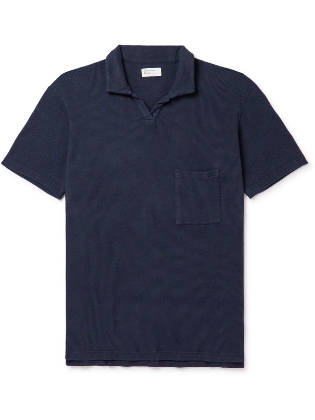 Photo: Universal Works - Waffle-Knit Stretch-Cotton Jersey Polo Shirt - Blue
