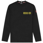 Moncler Grenoble Men's Long Sleeve Hashtag Logo T-Shirt in Black