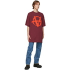 VETEMENTS Burgundy Oversized Anarchy Gothic Logo T-Shirt