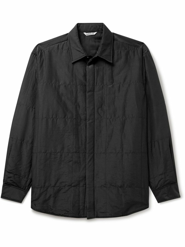Photo: Auralee - Quilted Padded Crinkled Cotton and Silk-Blend Overshirt - Black