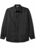 Auralee - Quilted Padded Crinkled Cotton and Silk-Blend Overshirt - Black