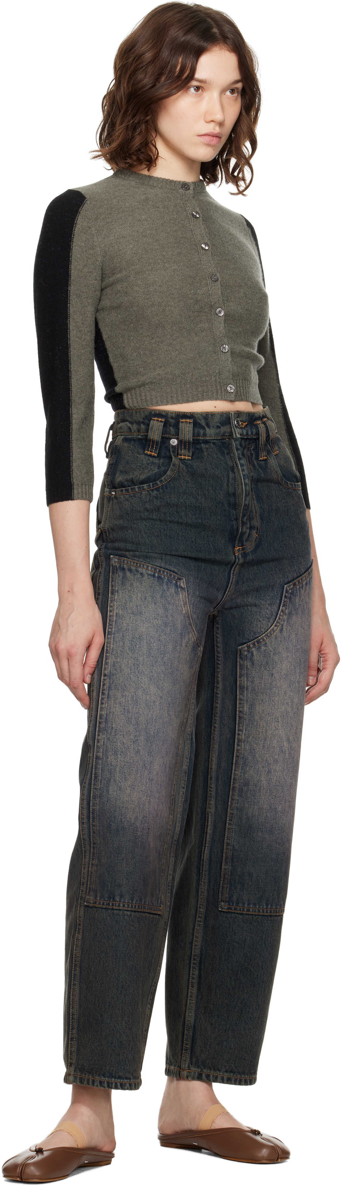 Eckhaus Latta Blue Double Knee Baggy Jeans