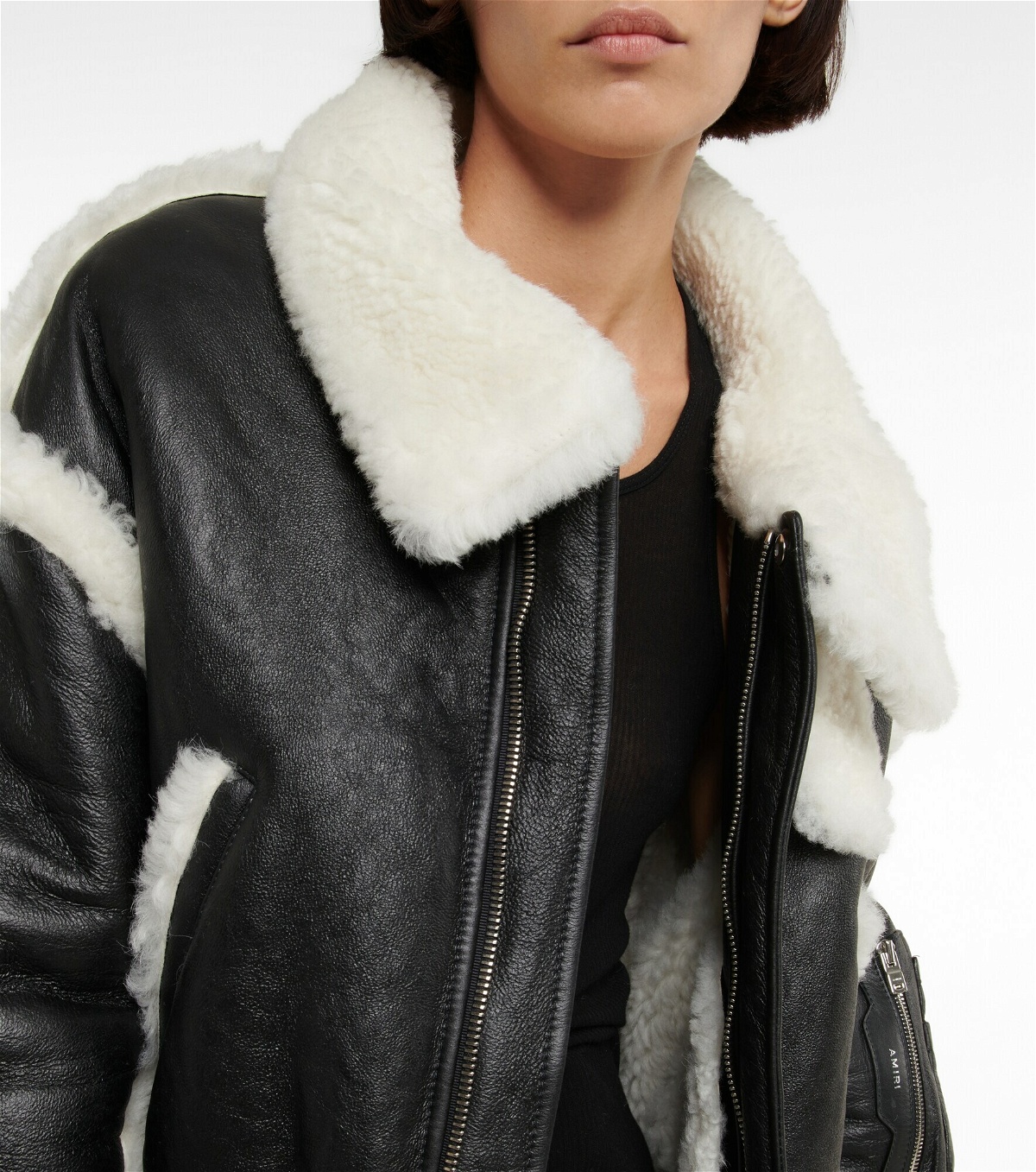 Amiri - Shearling-trimmed leather bomber jacket Amiri