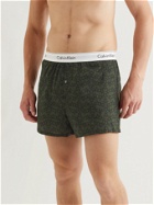 CALVIN KLEIN UNDERWEAR - Two-Pack Slim-Fit Printed Cotton Boxer Shorts - Black