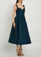Zimmermann Rebellion Pleated Linen and Silk-blend Midi Dress Teal