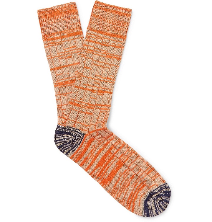 Photo: The Workers Club - Mélange Cotton and Nylon-Blend Socks - Orange