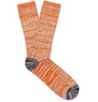 The Workers Club - Mélange Cotton and Nylon-Blend Socks - Orange