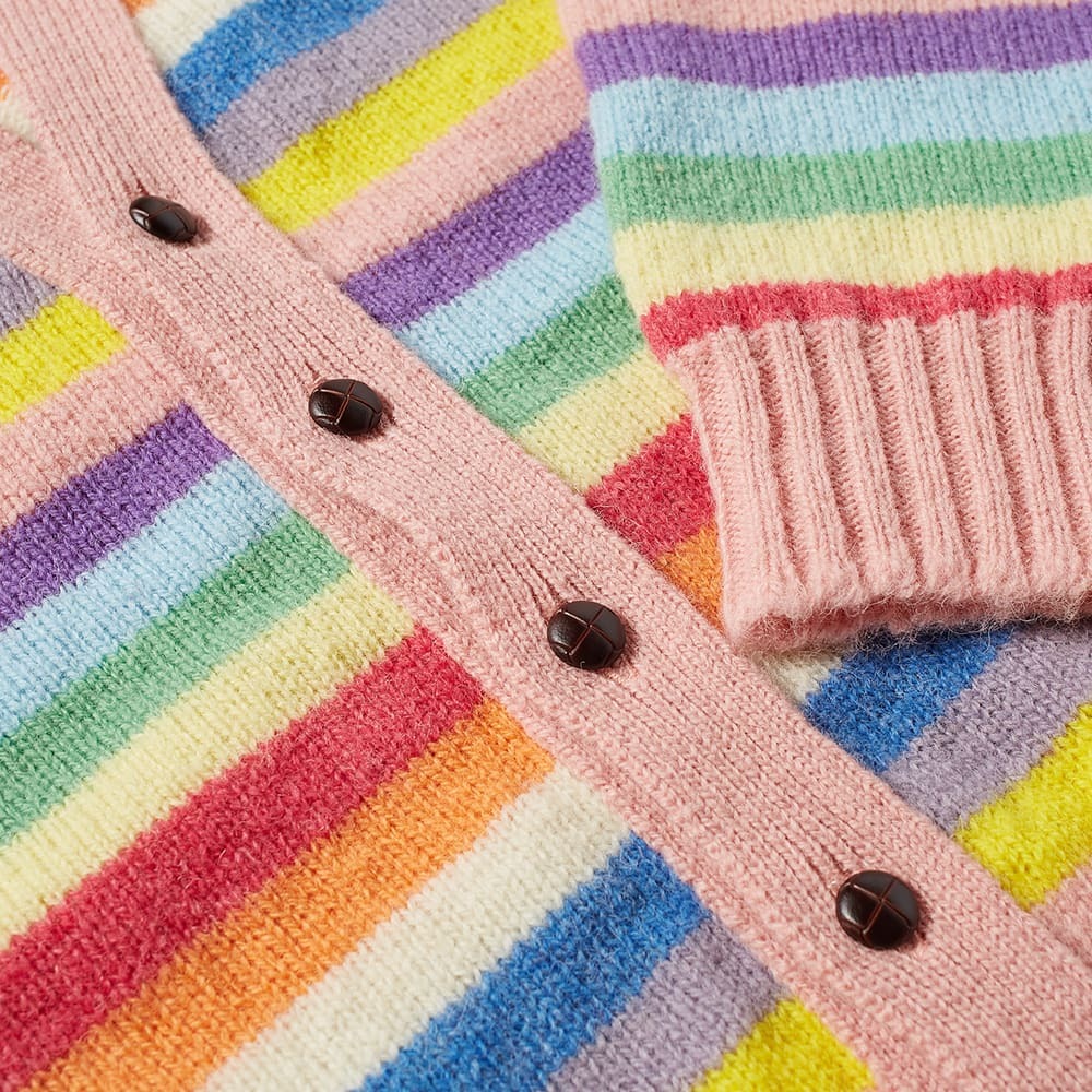 Jamieson's of Shetland Men's Stripe V-Neck Cardigan in Pastel Multi
