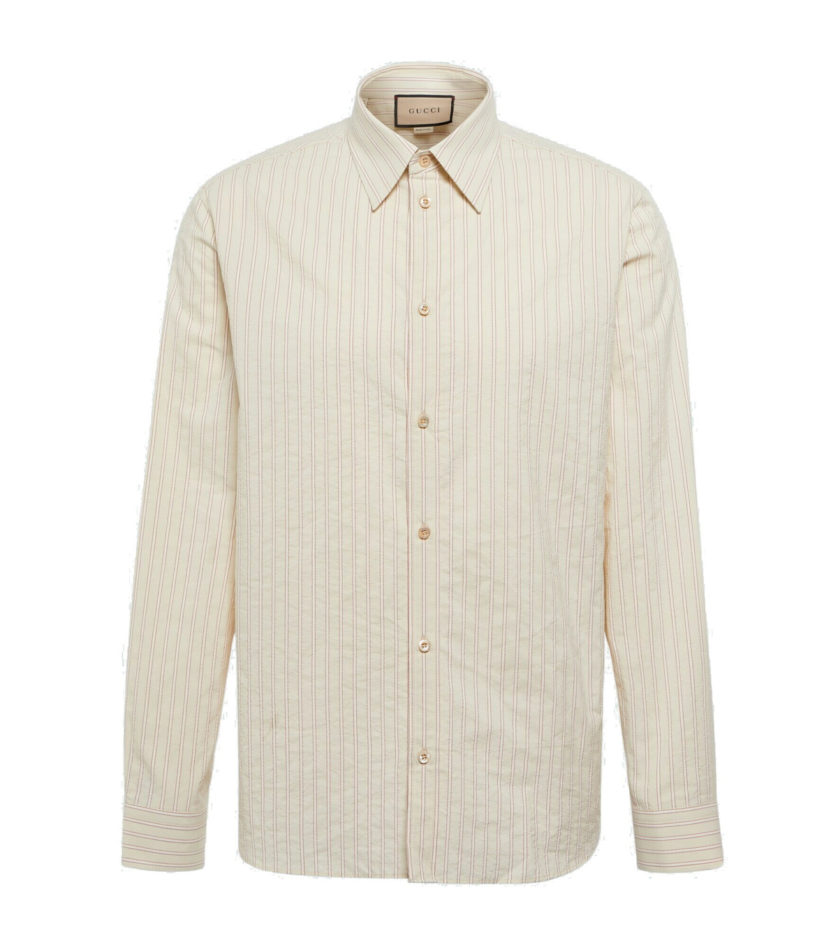 GUCCI★素敵！striped cotton shirt With Crystal Collar Men's Authentic Adidas X Gucci Striped Cotton Logo Oxford