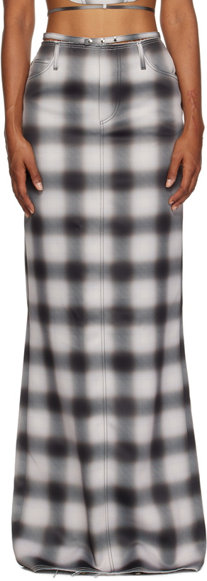 Photo: JUNEYEN Beige Check Maxi Skirt