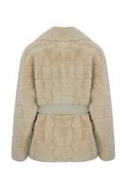 TwinSet Short Faux Fur Coat With Logo