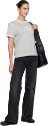 AMI Paris Gray Cotton 'Ami Paris' Knitted Patch T-shirt