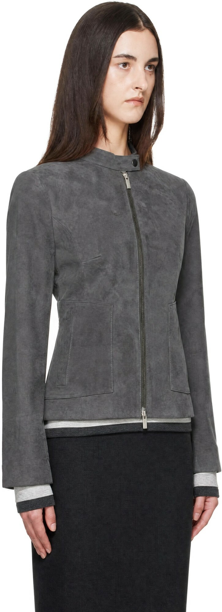 St. Agni Gray Suede Moto Jacket