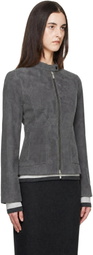 St. Agni Gray Suede Moto Jacket
