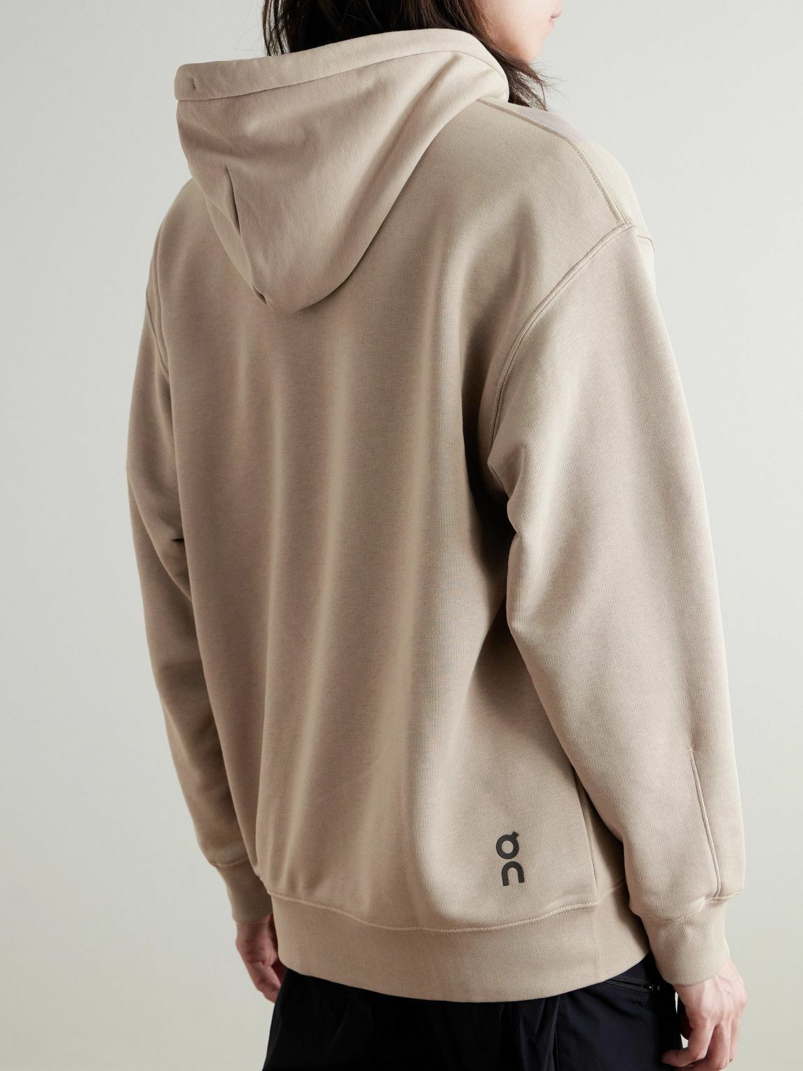 ON - Club Logo-Print Organic Cotton-Blend Jersey Hoodie - Neutrals