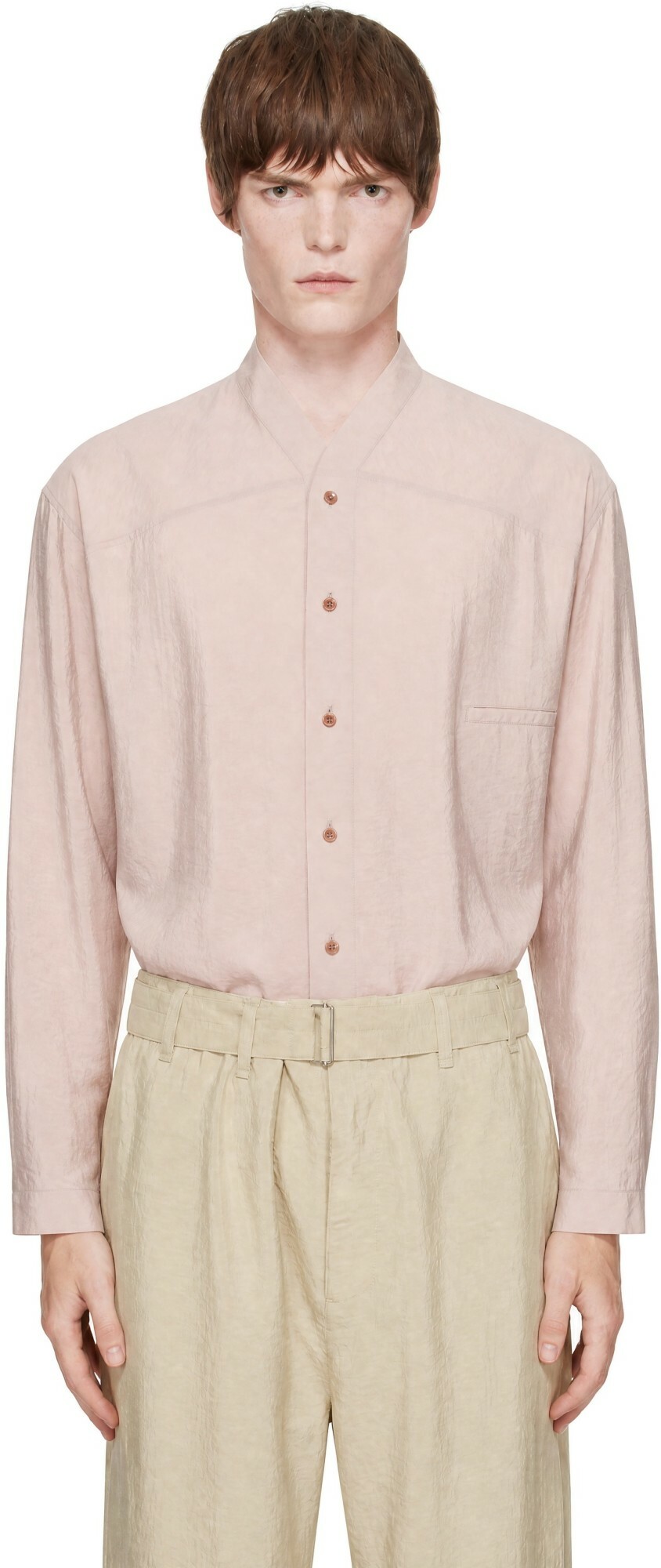 LEMAIRE Pink V-Neck Shirt