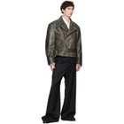 Marine Serre Gray Vintage Moon Leather Biker Jacket