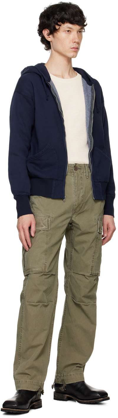 RRL Navy Fleece Full-Zip Hoodie