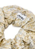 Ganni Metallic Cloqué Scrunchie - Gold - One Size