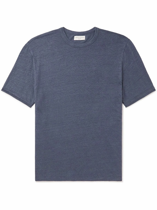 Photo: Officine Générale - Garment-Dyed Linen-Blend T-Shirt - Blue