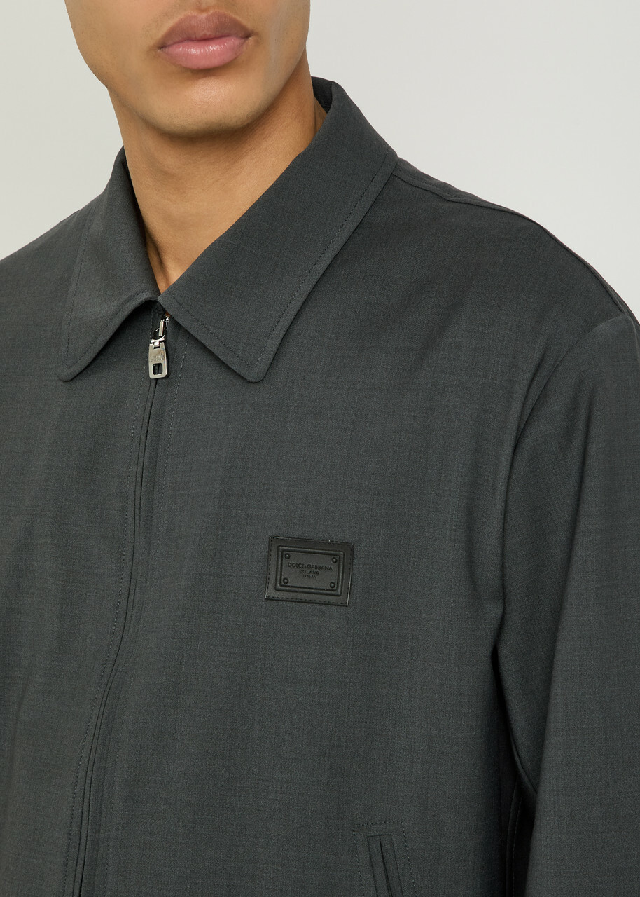 Dolce & Gabbana Logo-appliquéd Wool-blend Jacket Grey