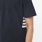 Thom Browne Men's Side Four Bar Pique T-Shirt in Navy