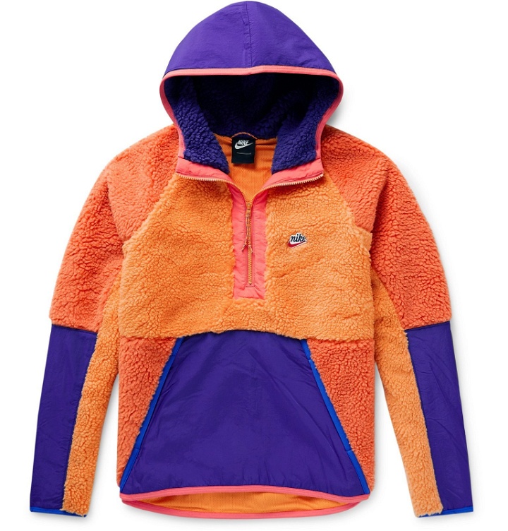 Photo: Nike - Colour-Block Shell-Trimmed Fleece Half-Zip Hoodie - Orange