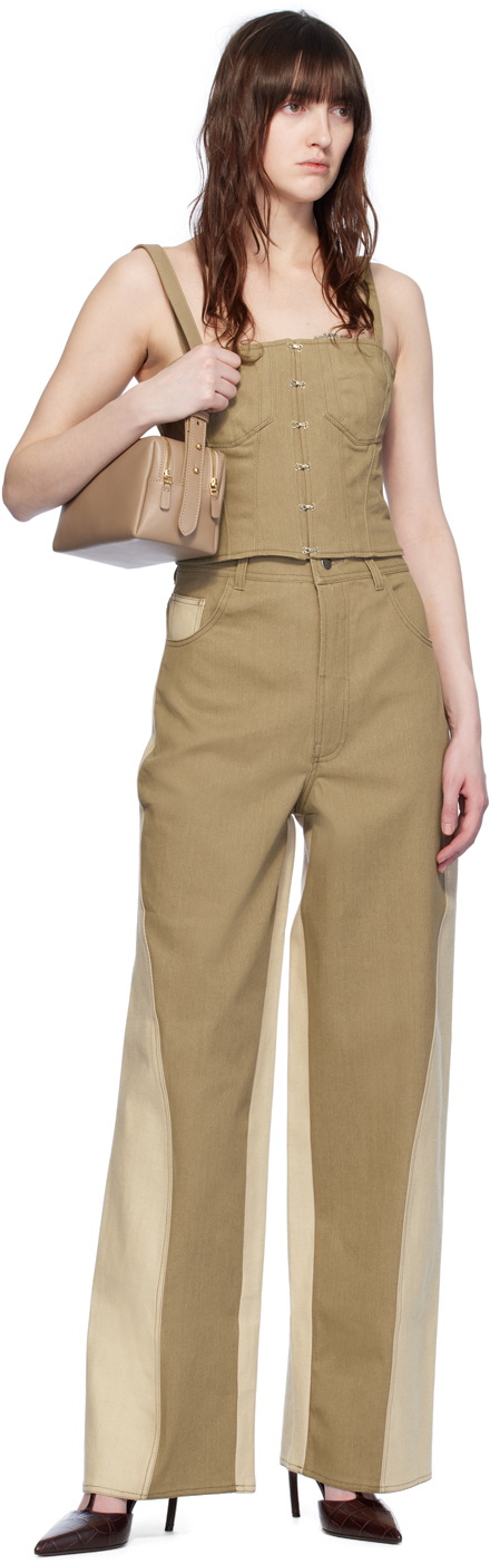 Elleme Khaki & Beige Reverse Jeans