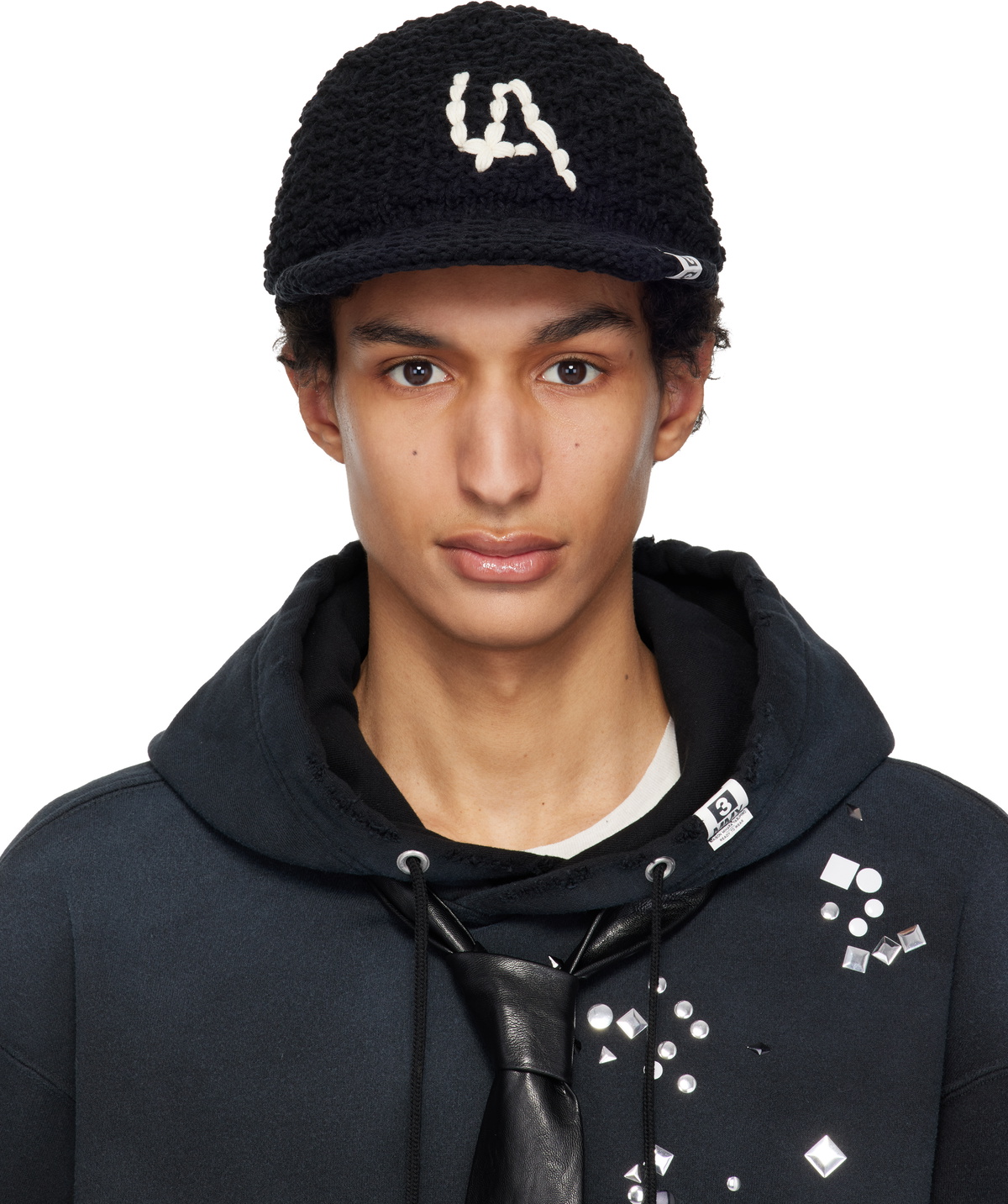 Maison MIHARA YASUHIRO Black Crushed Detail Cap Maison MIHARA YASUHIRO