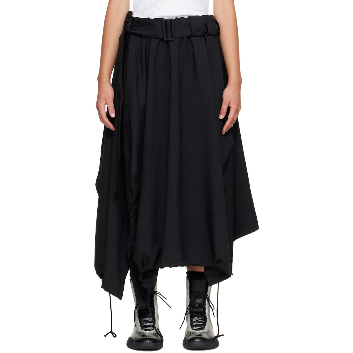 Y-3 Black Sport Uniform Adaptive Length Midi Skirt