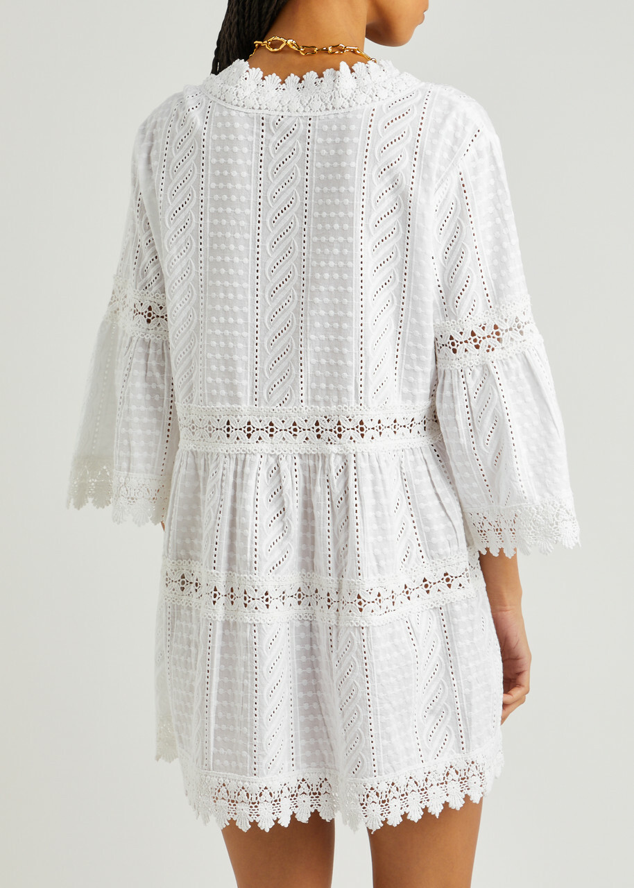 【MELISSA ODABASH】broderie anglaise cotton kaftan Melissa Odabash Hailey Broderie Anglaise White Maxi Kaftan