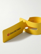 Balenciaga - Swing Logo-Print Leather Luggage Tag