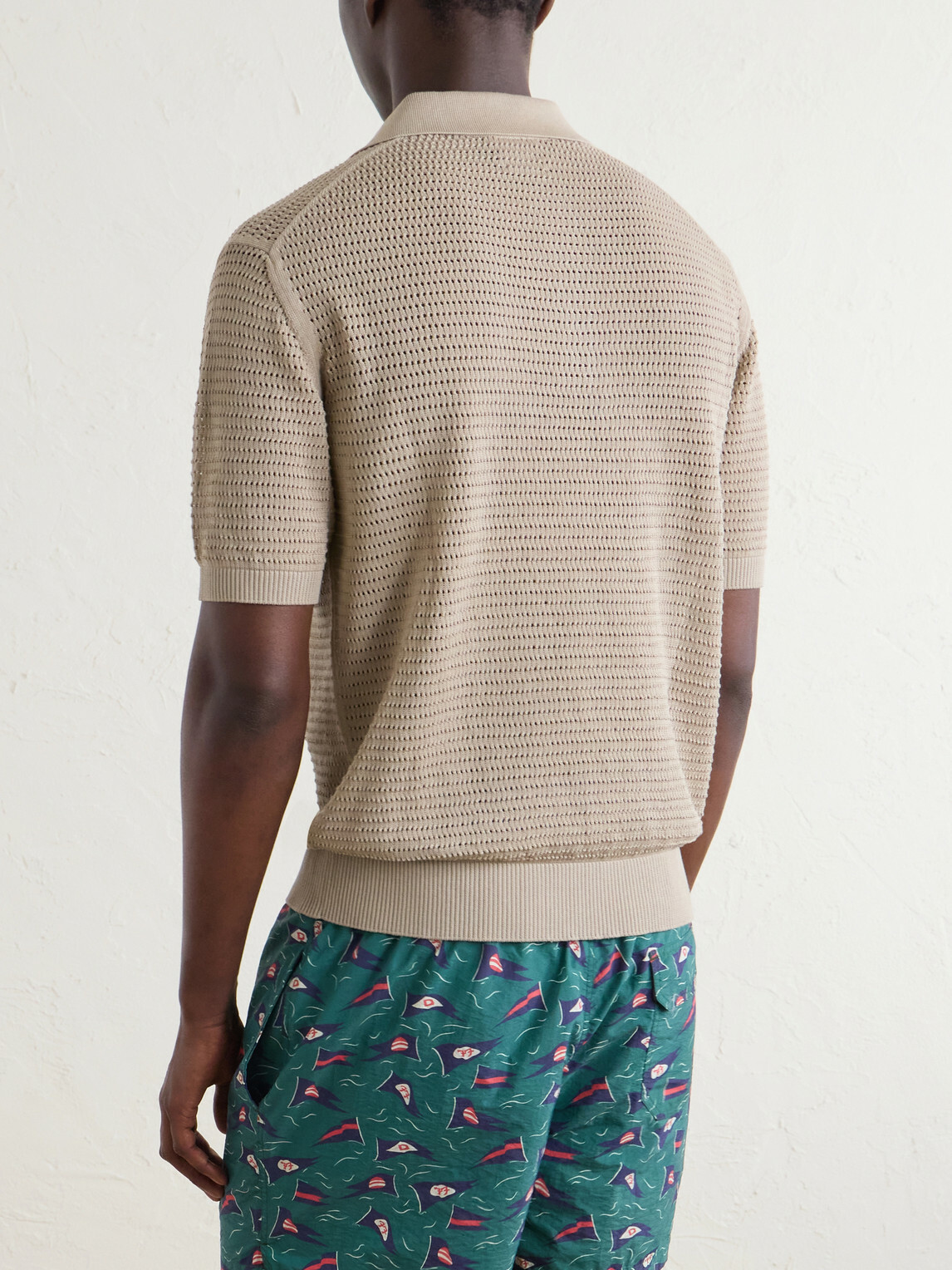 Drake's - Mesh-Knit Cotton Polo Shirt - Neutrals