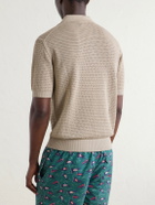 Drake's - Mesh-Knit Cotton Polo Shirt - Neutrals