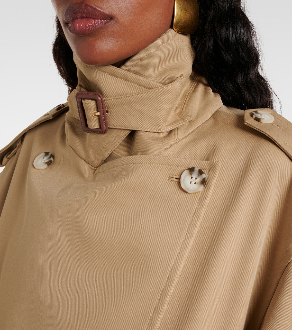 Self-Portrait Cropped gabardine trench coat