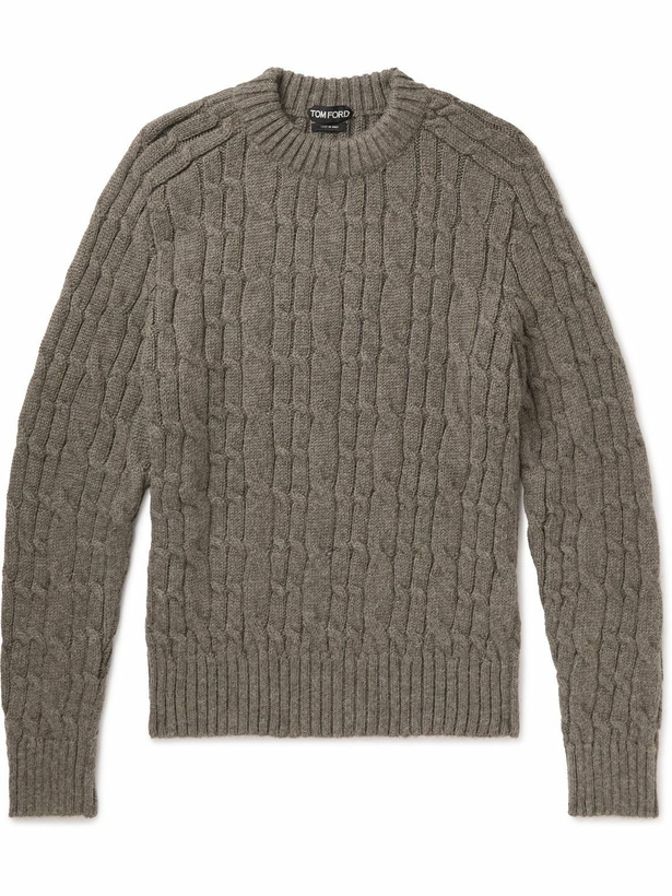 Photo: TOM FORD - Cable-Knit Alpaca Sweater - Brown