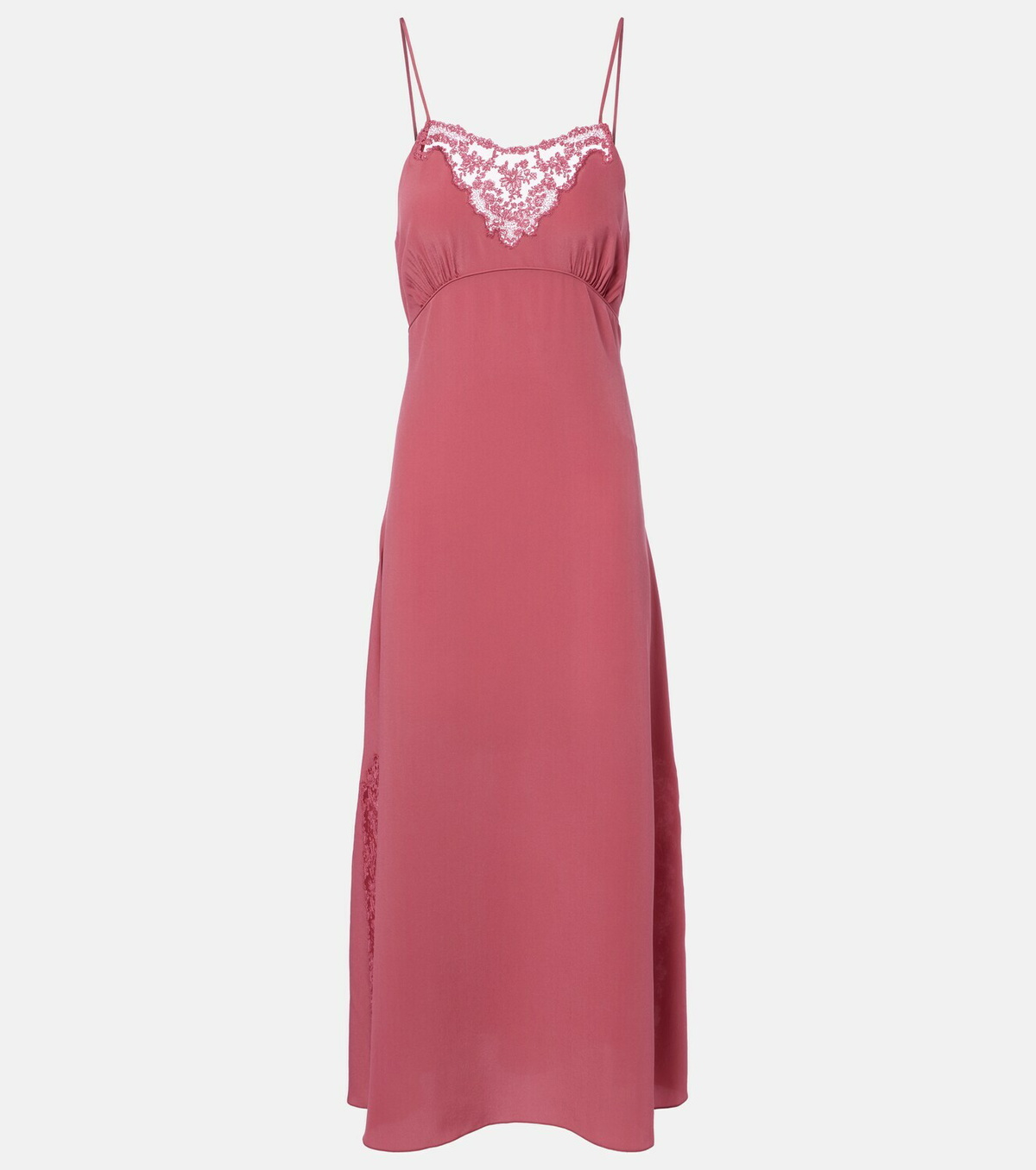 Chloé Lace-trimmed silk slip dress