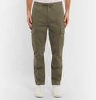 Officine Generale - Slim-Fit Garment-Dyed Cotton-Twill Drawstring Cargo Trousers - Men - Green