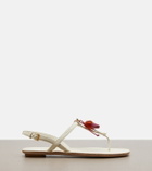 Prada Floral-appliqué leather thong sandals