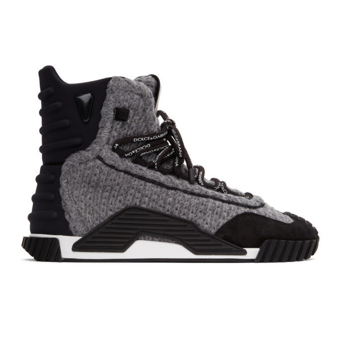 Photo: Dolce and Gabbana Grey and Black Wool NS1 High-Top Sneakers