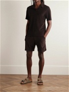 Frescobol Carioca - Augusto Wide-Leg Cotton, Lyocell and Linen-Blend Terry Drawstring Shorts - Brown
