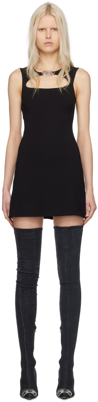 diesel black mini dress Women's Mini wool dress with inlay | Black