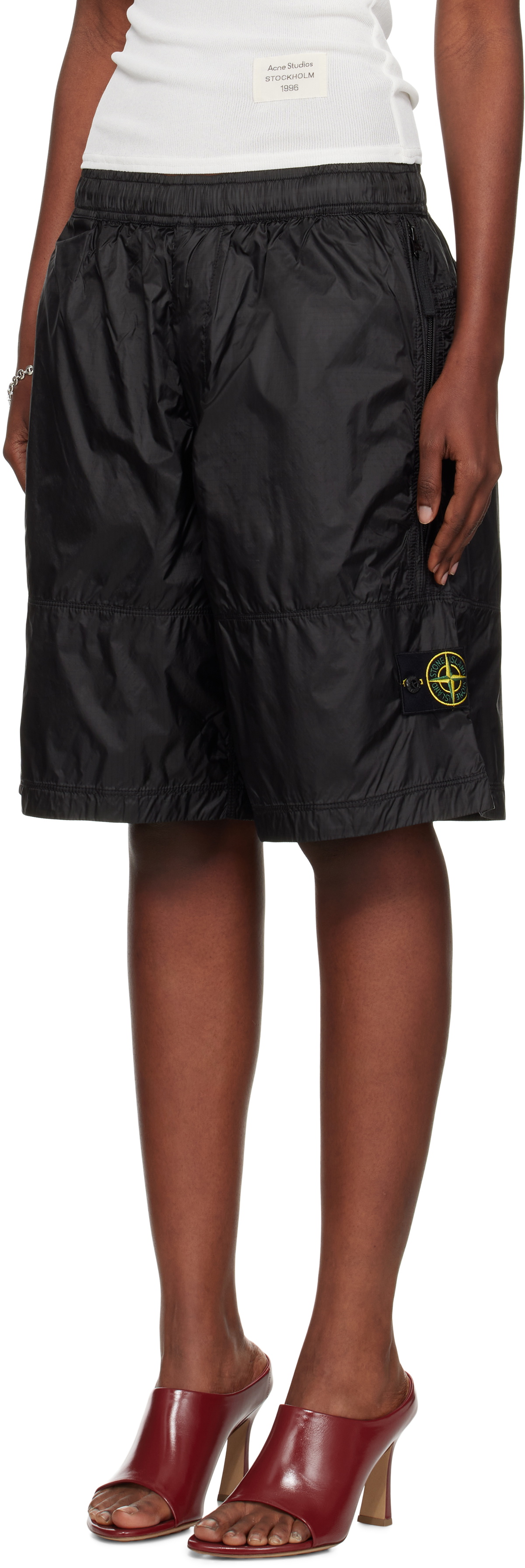 Stone Island Black L100004 Ripstop Light HT Nylon Shorts