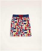 Brooks Brothers Boys Et Vilebrequin Swim Trunks in the Mixed Signals Print | Navy