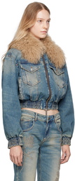 Blumarine Blue Zip Denim Jacket