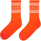 Versace Orange 90s Vintage Logo Socks