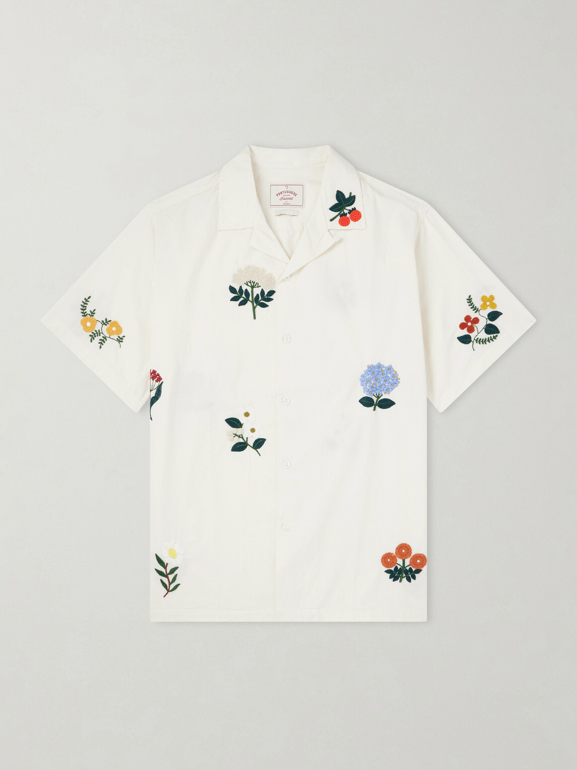 Portuguese Flannel - Embroidered Organic Cotton Shirt - Neutrals