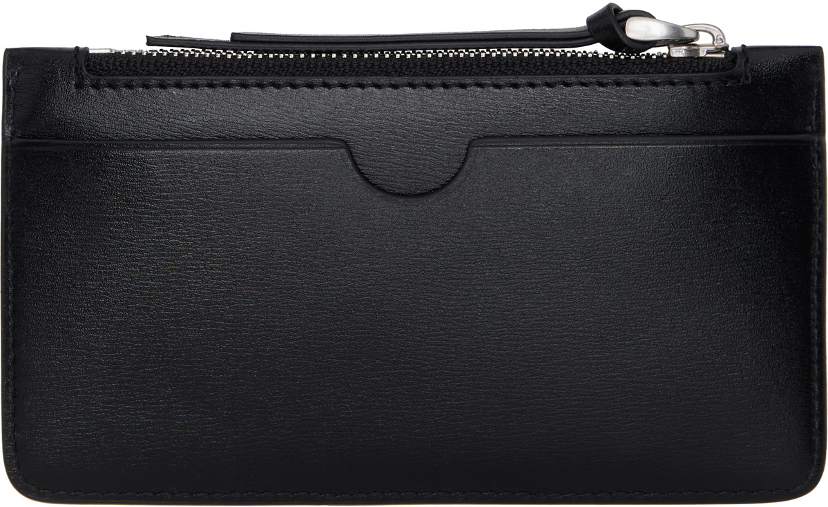 AMI Paris Black Leather Zipped Card Holder